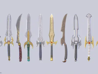 Fantasy dagger collection 3D Model Pack