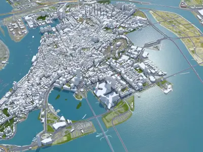 Zhuhai Macau Guangdong Province China 70km Low-poly 3D model