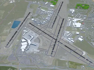 Nashville Airport 10km Low-poly 3D model