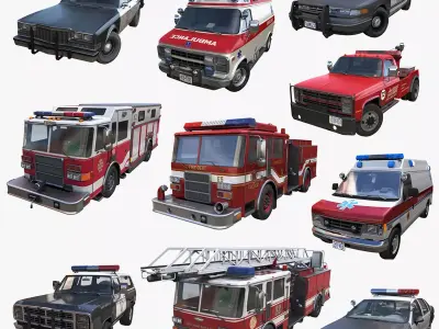 911 vehicles collection 3D Model Pack