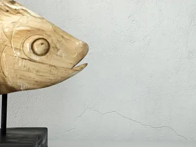 Hand Carved Driftwood Fish On Stand 3D model get
