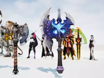 26 Stylized melee weapon assets 3D model