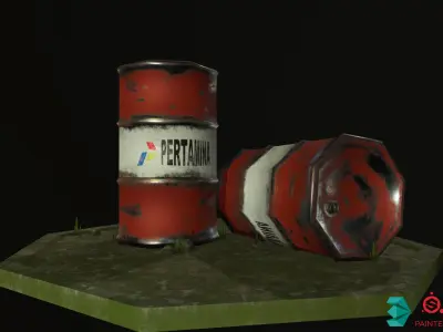 Barrel Pertamina Asset Low-poly 3D model