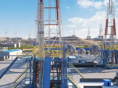 Oil Drilling   Oilfield   Gas Drilling   Refinery   3D model