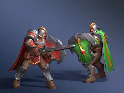 Footman warrior - Rigged Animated Low-poly 3D model
