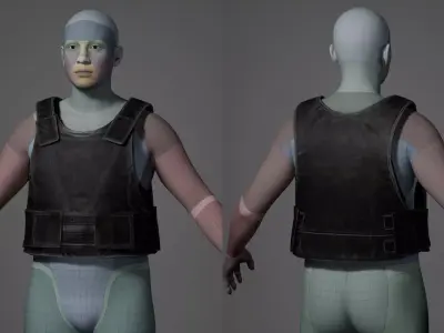 Realistic Police Bulletproof Vest - Black Low-poly 3D model