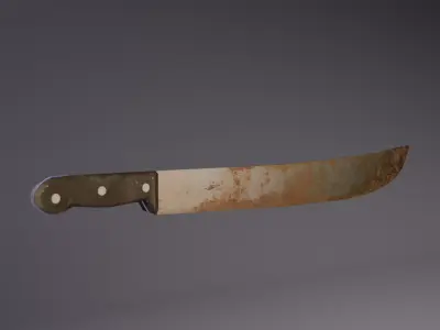 Realistic Worn Rusty Machete 20 inch  Game Ready FBX OBJ BLEND Free low-poly 3D model
