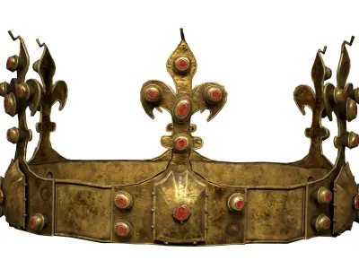 Old Medival Crown LowPoly PBR Low-poly 3D model