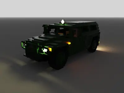 voxel military SUV 3D model