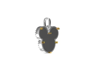 Mickey Mouse Shaped Black Enamel Necklace 3D print model