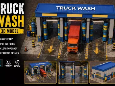 Truck Wash 3D Model  Low-poly 3D model