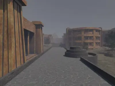 Ancient Ruins In A Misty Landscape 3D model