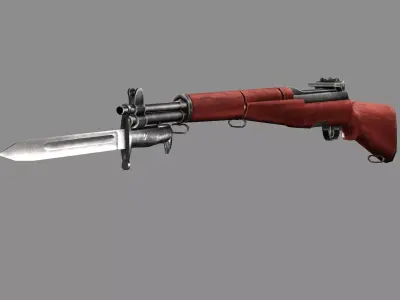 M1 Garand Rifle C127H With Bayonet Mauser Low-poly 3D Model Low-poly 3D model