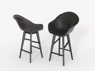 Black wood  and  Epoxy Bar Chair 3D model