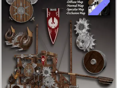 Trebuchet Low-poly 3D model