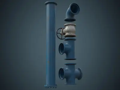 Industrial Pipes 5B Low-poly 3D model