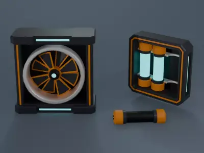 Low Poly Sci-Fi Energy and Production Bundle B - 46 Assets Low-poly 3D model