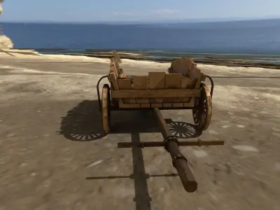 Low Poly Medieval Cart Low-poly 3D model