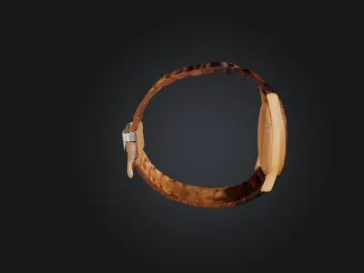 Handcrafted Wooden Watch Low-poly 3D model