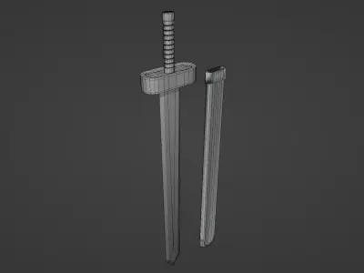 Low Poly Sword Low-poly 3D model 7