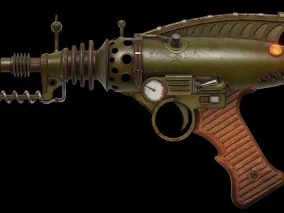 A retro style Raygun - Game ready Low-poly 3D model