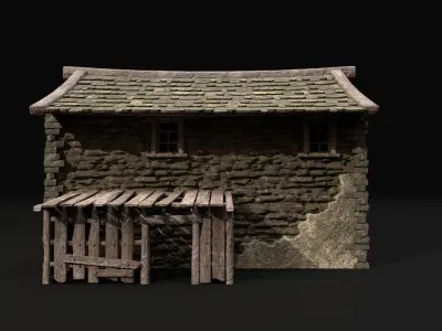 Realistic Medieval House Low-poly 3D model get