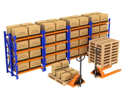 Warehouse Rack Storage 3D model purchase