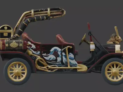 Japanese Samurai Brass Era Car 3D Model Low-poly 3D model