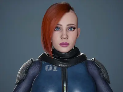 Sci-Fi Female Soldier Modular 01a Low-poly 3D model