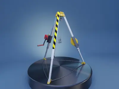Confined Space Rescue Tripod Device 3D model