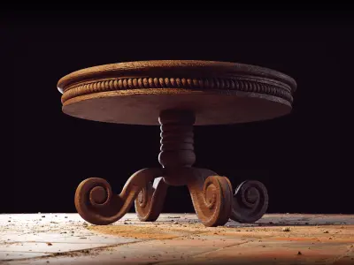 Worn Antique Wooden Table 3D model