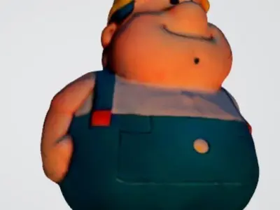 FAT FACTORY WORKER  Free low-poly 3D model