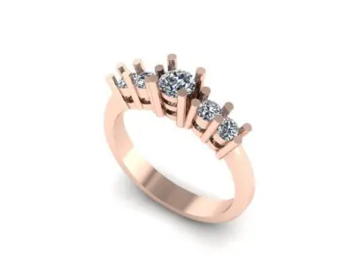 Solitair 5 Stone Ring 3D print model