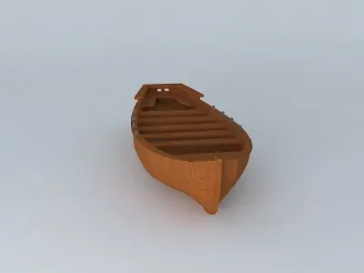 Rowboat wooden boat 3D model
