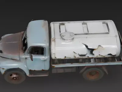 Realistic 1950s Rural Work Tanker Truck 3D Model Low-poly 3D model