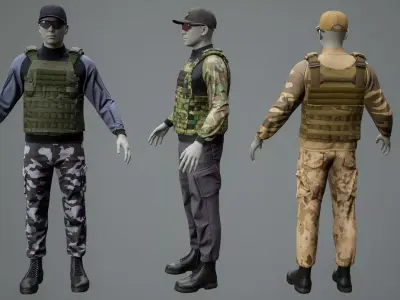 Tactical Gear Pack PRO 01 Low-poly 3D model