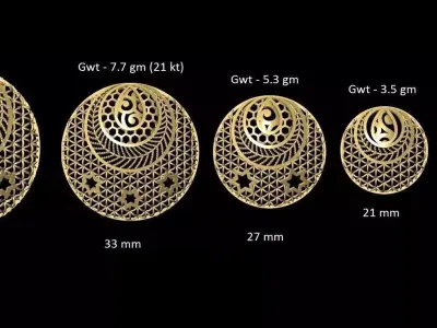 VR-PND2151 size of circle in gold 3D print model