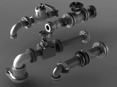 pipe pipes industrial low poly pipeline valve game  3D model