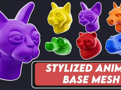 Stylized Animals Base Mesh 3D model