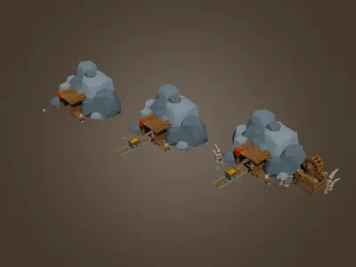 Goblins and Orcs Gold Mine Low-poly 3D model