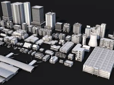 Low Poly City Mega Pack 2 Collection 3D model