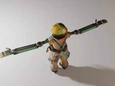 Rigged Factory Robot Low-poly 3D model