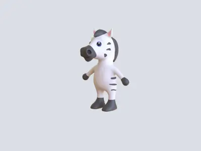 High-Quality 3D Cute Zebra for Games Low-poly 3D model