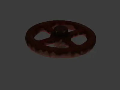 Rusty Red Valve Wheel Industrial Horror Game Prop Low-poly 3D model