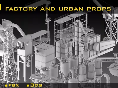 50 Factory and Urban Props- Vol 03 Low-poly 3D model
