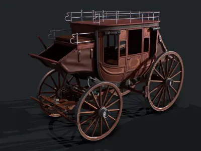 Carriage old fashioned Low-poly 3D model purchase