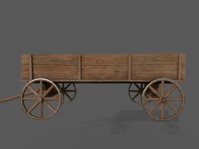 Horse Cart Low-poly 3D model 2