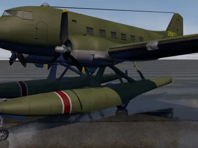 Douglas XC-47C Floatplane 3D model
