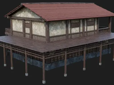 Medieval House Building 4K Textures GameReady 160 Low-poly 3D model