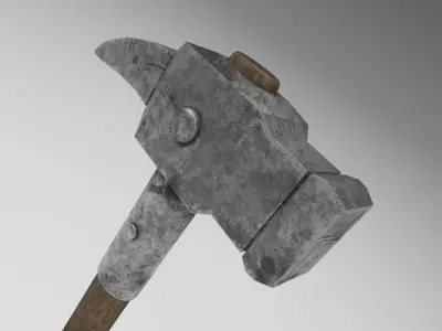 Medieval battle hammer 1 Low-poly 3D model